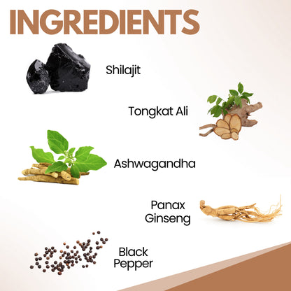 Herb Vibe Booster 60 Capsules | Herbal Energy, Strength & Stamina Support | Shilajit , Tongkat Ali, Ashwagandha| Vedapulse
