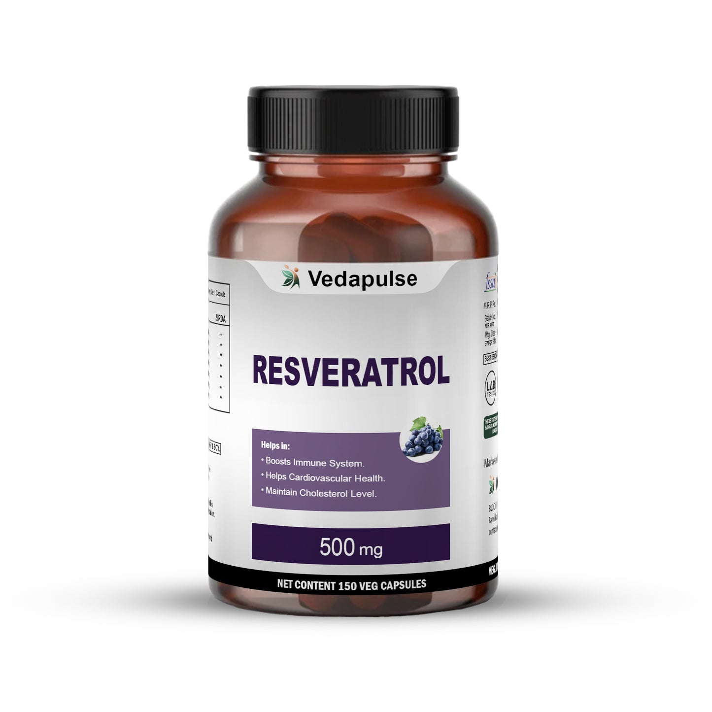 Resveratrol with Grape Seed Extract Capsules | 1000mg | Vedapulse