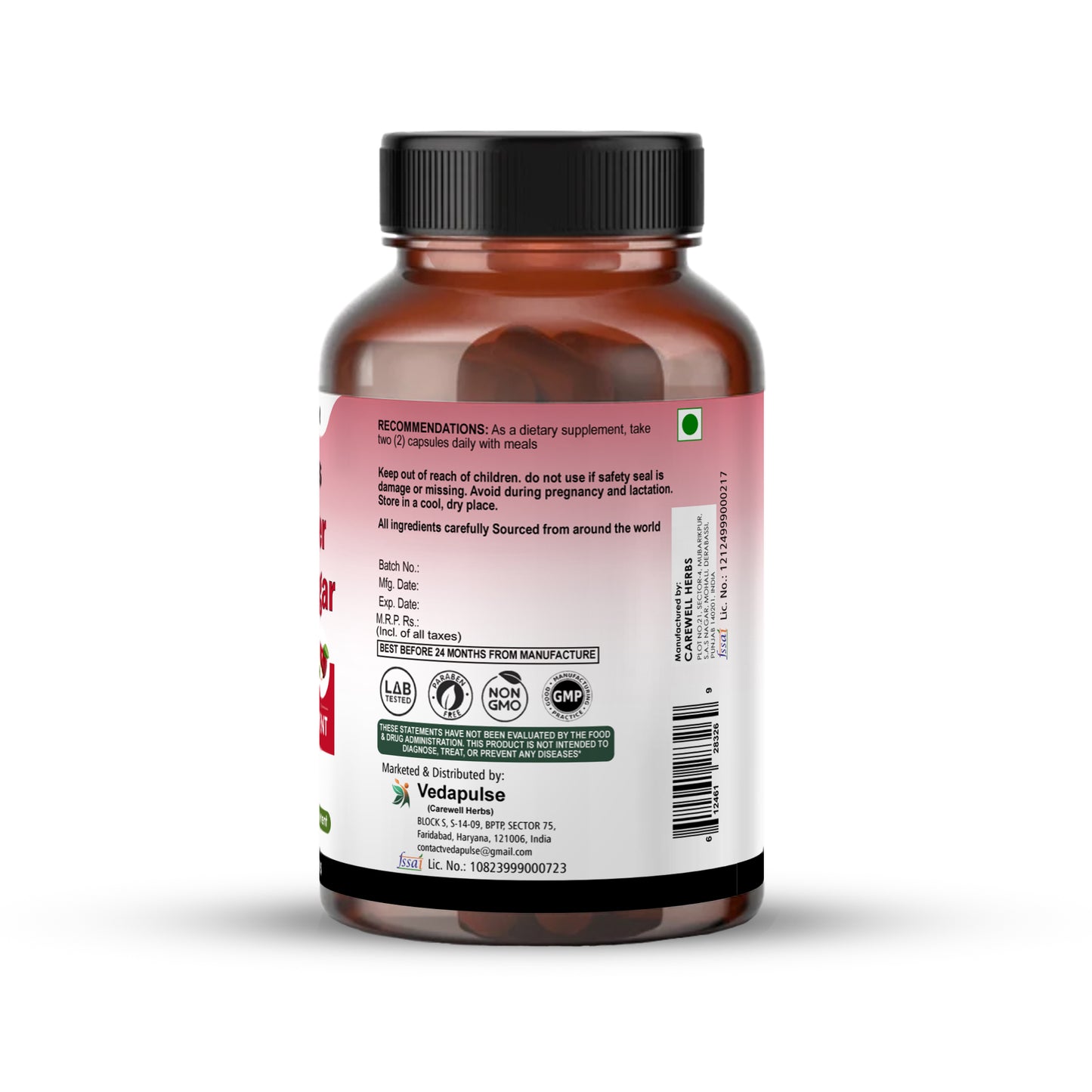 Apple Cider Vinegar 650mg Capsules - Pure & Natural | Vedapulse