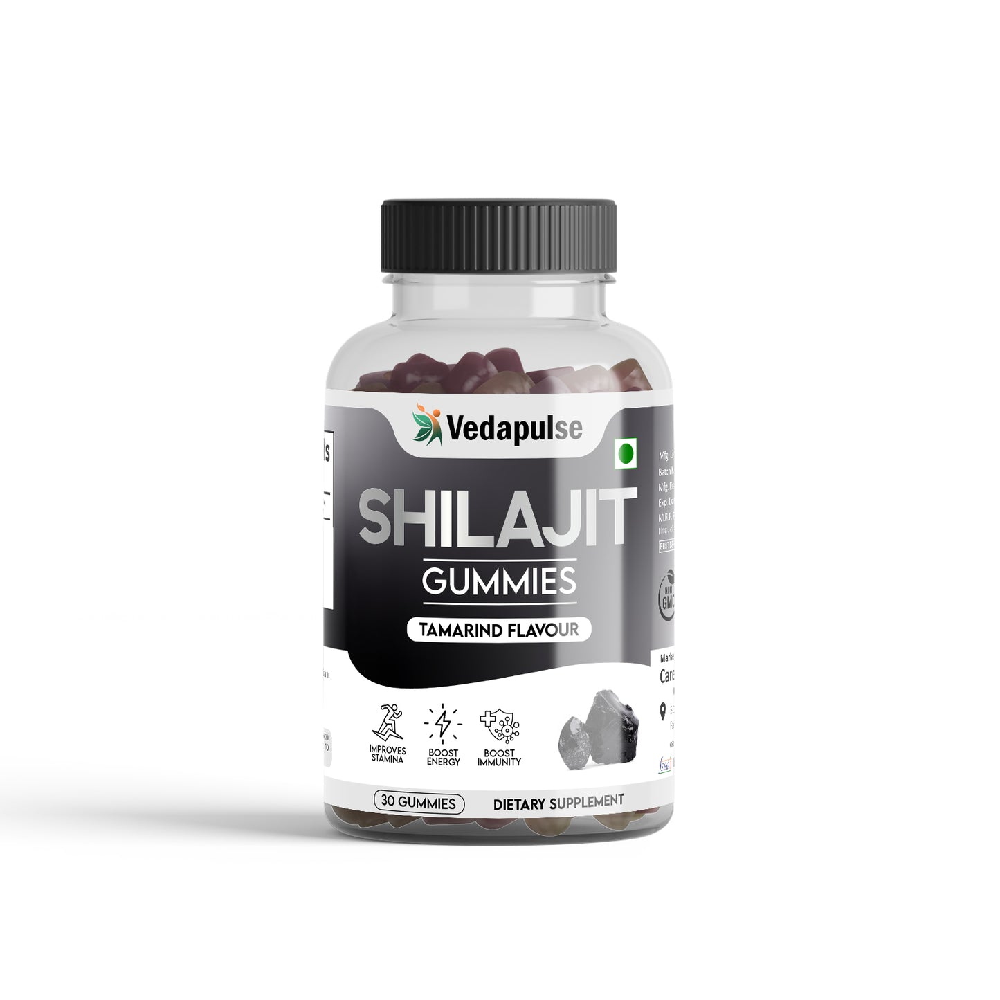 Shilajit Gummies 30 Count with  Ashwagandha and Safed Musli |Tamarind Flavour By Vedapulse for Energy, Strength with Flavour