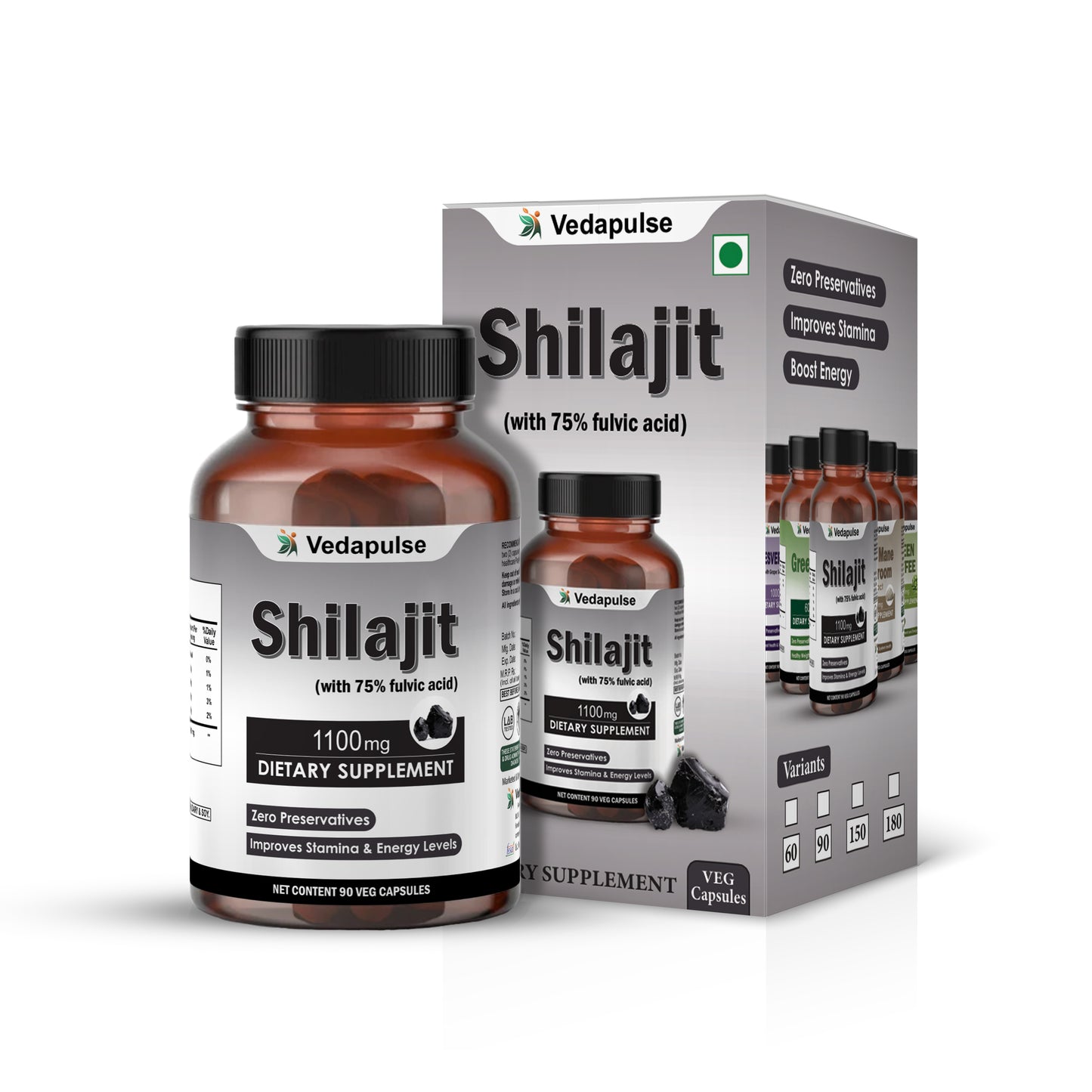 Shilajit 1100 Mg Capsules | Vedapulse