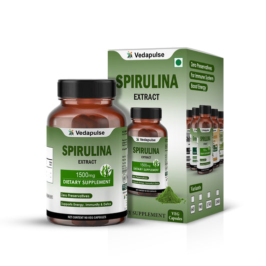 Spirulina Extract Capsules -Energy, Immunity | 90 Count | Vedapulse