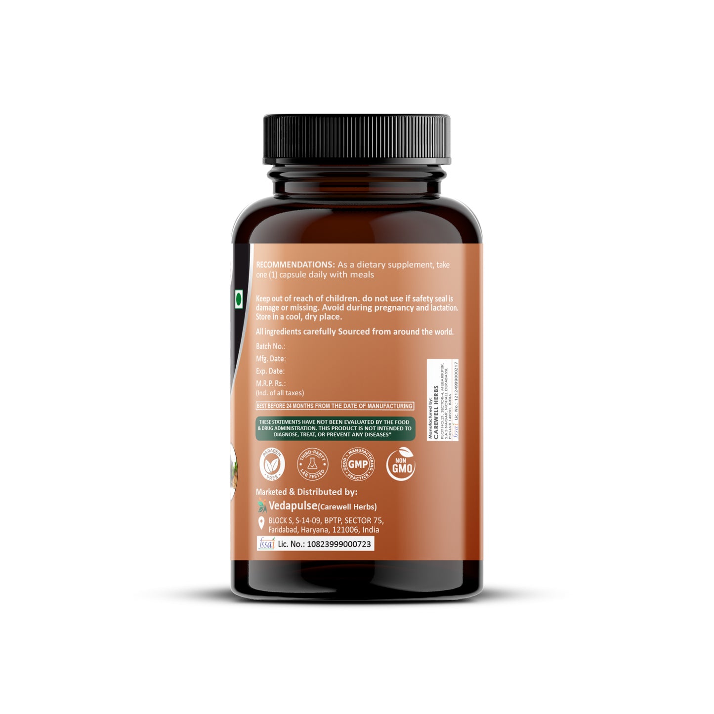 Vibe Booster 60 Capsules | Herbal Energy, Strength & Stamina Support | Shilajit , Tongkat Ali, Ashwagandha| Vedapulse
